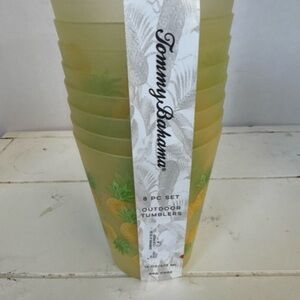 Tommy Bahama 8 pc set Outdoor Ice Tea BPA Free Plastic Tumblers Drinkwear New